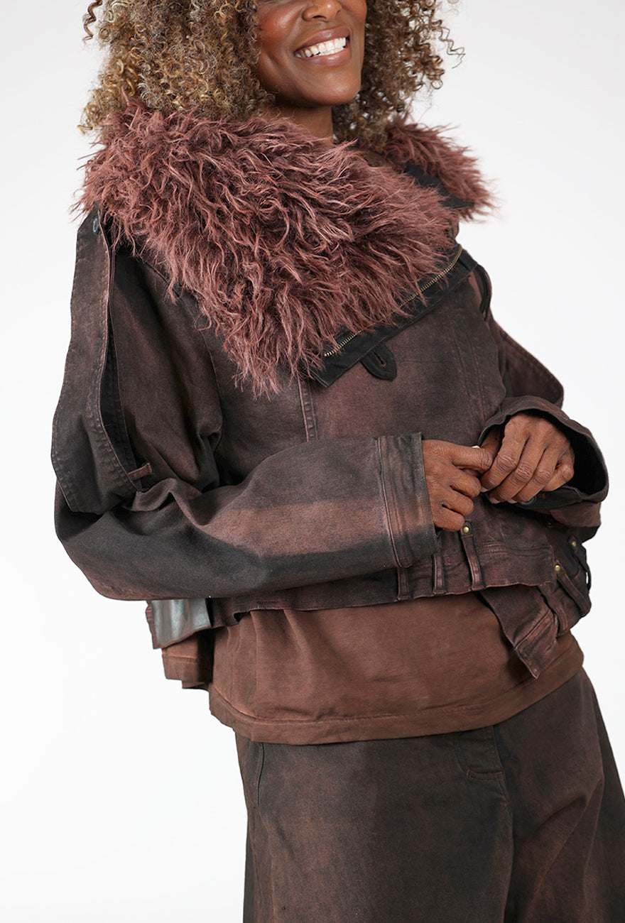 Furry Collar Furiosa Jacket, Henna Cloud
