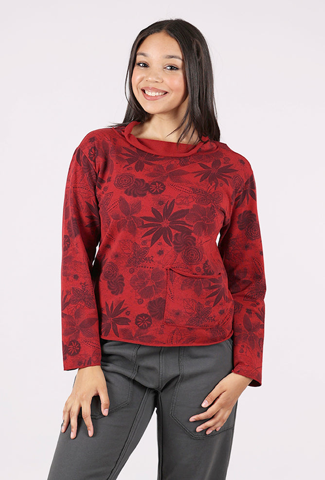 Prairie Cotton Floral Print Yoga Top, Merlot