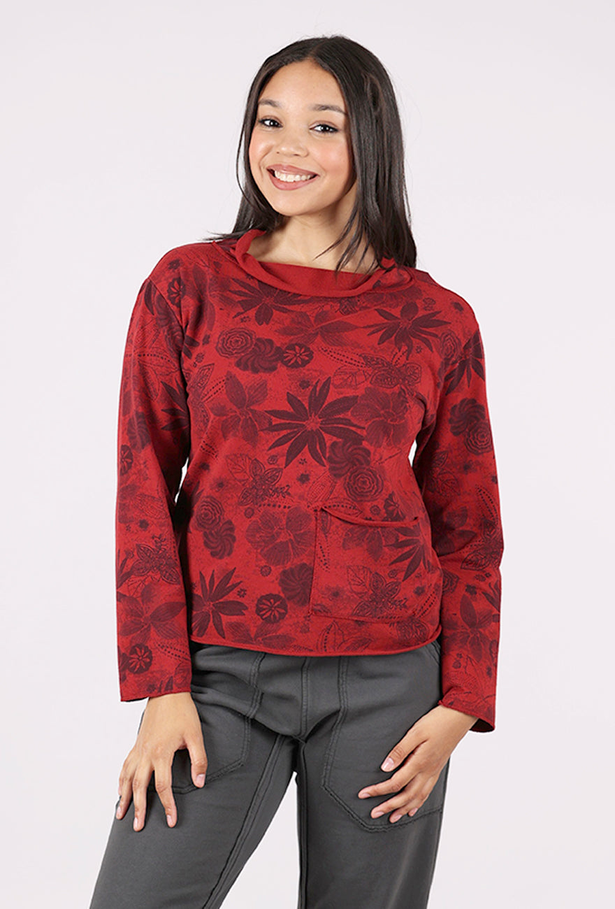 Prairie Cotton Floral Print Yoga Top, Merlot 