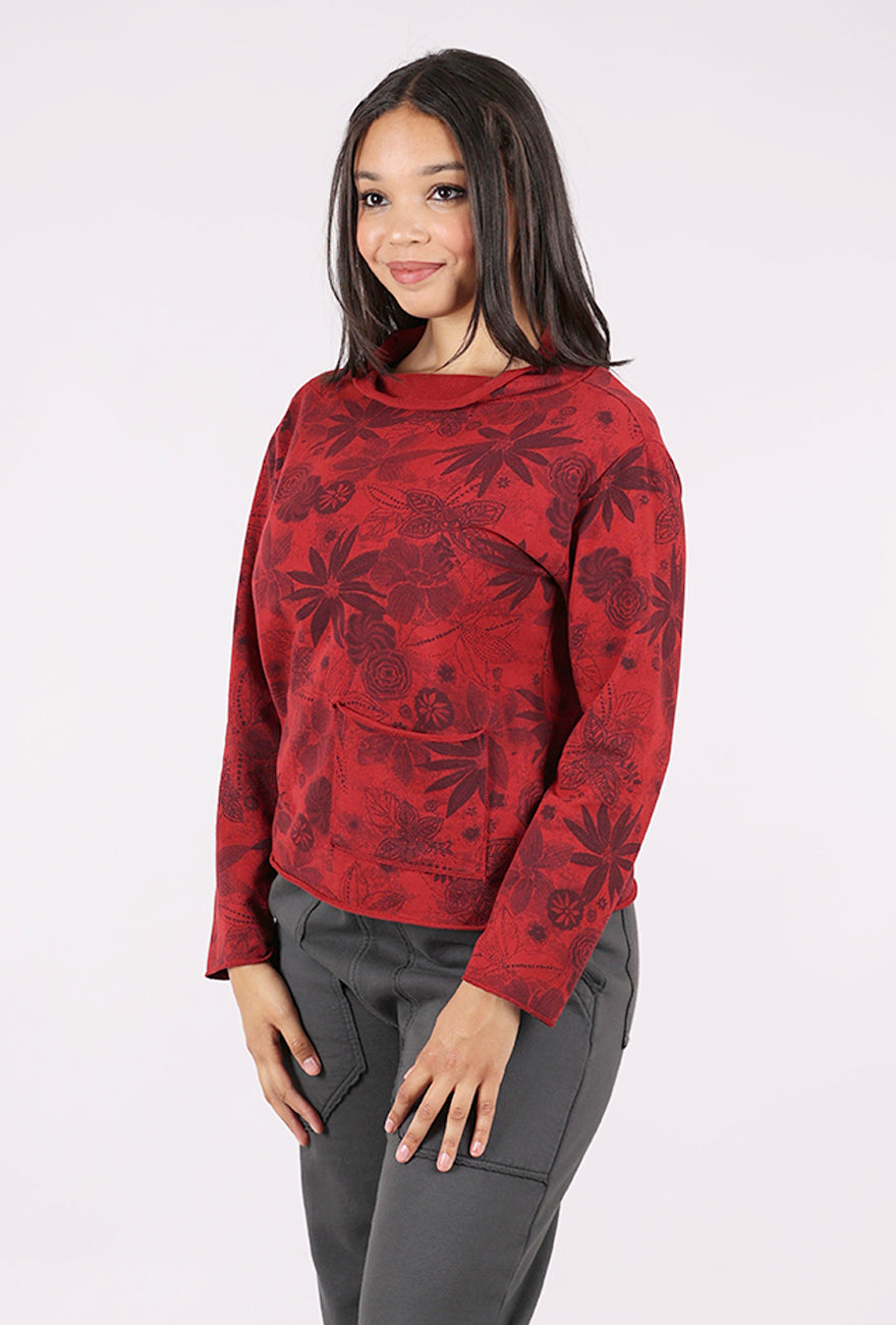 Prairie Cotton Floral Print Yoga Top, Merlot 