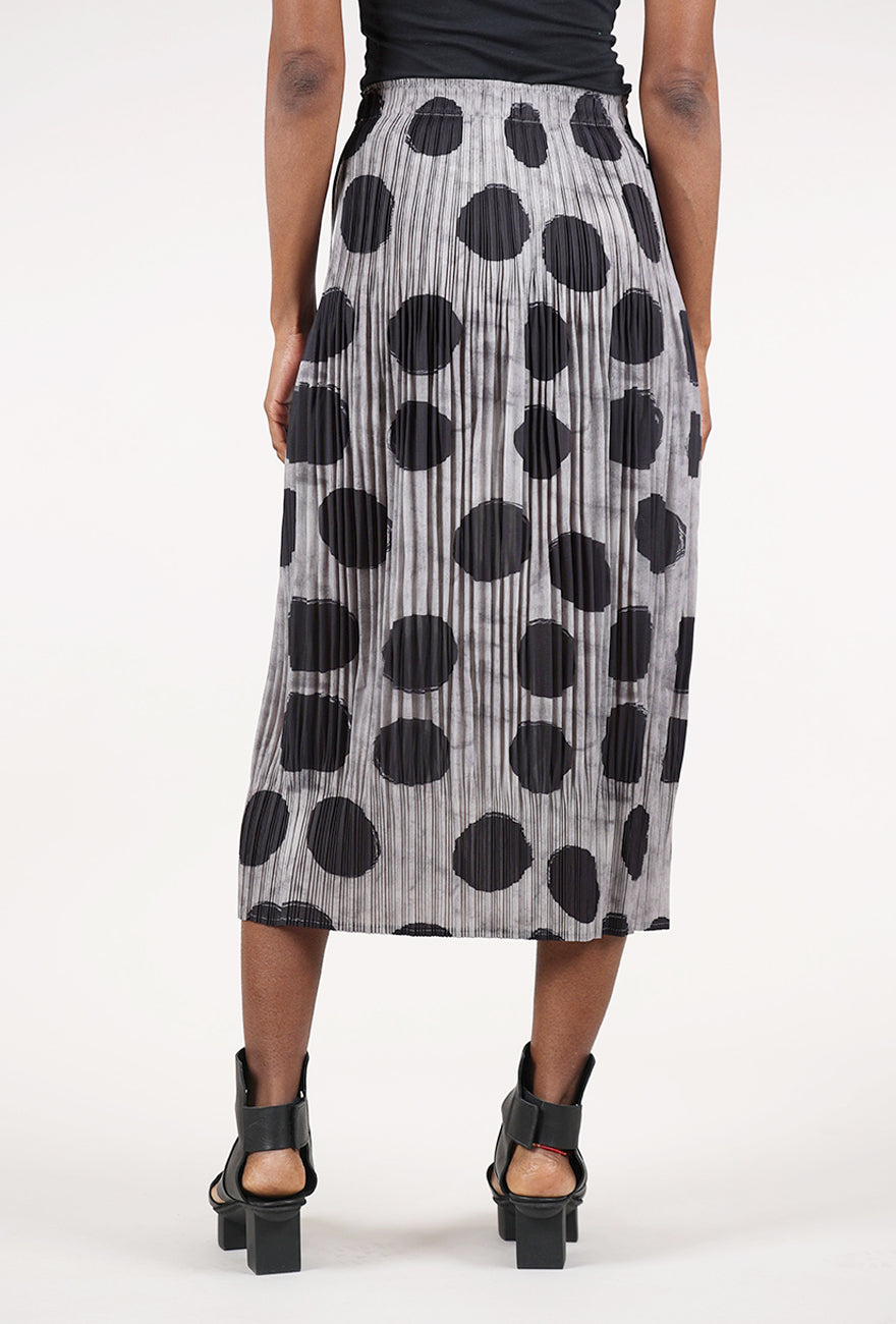 Vanite Couture Pleated Dots Lantern Skirt, Gray/Black 