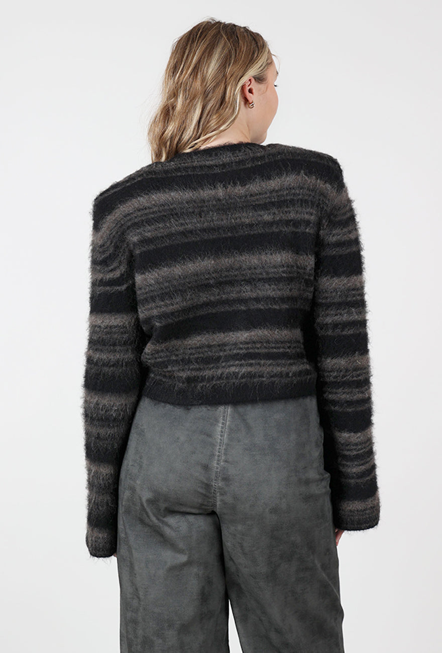 Sida Alpaca Blend Sweater, Black/Chestnut Angle 3