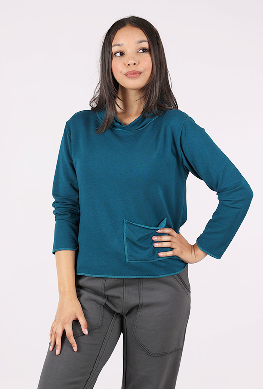 Prairie Cotton Drape Knit Yoga Top, Caribbean 