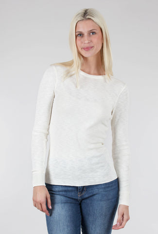 Lilla P L/S Raw Edge Slub Crew, Winter White 