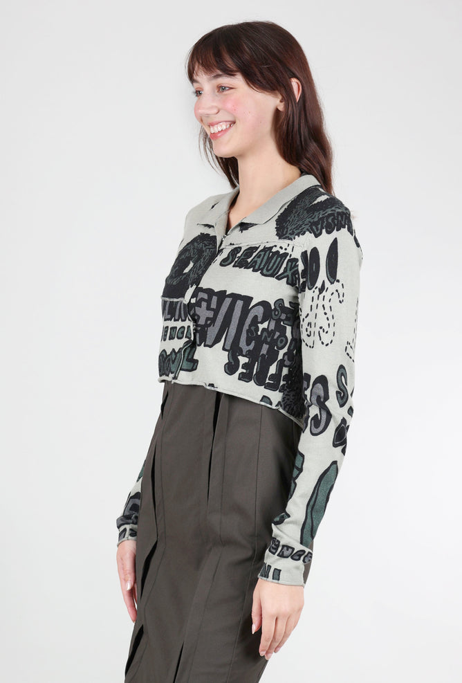 Rundholz Finely Knit Cropped Cardie, Camp Multi 