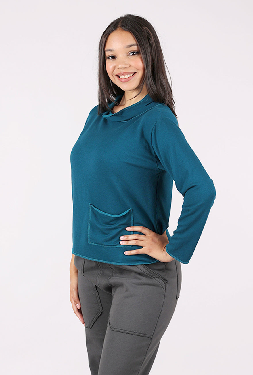 Prairie Cotton Drape Knit Yoga Top, Caribbean 