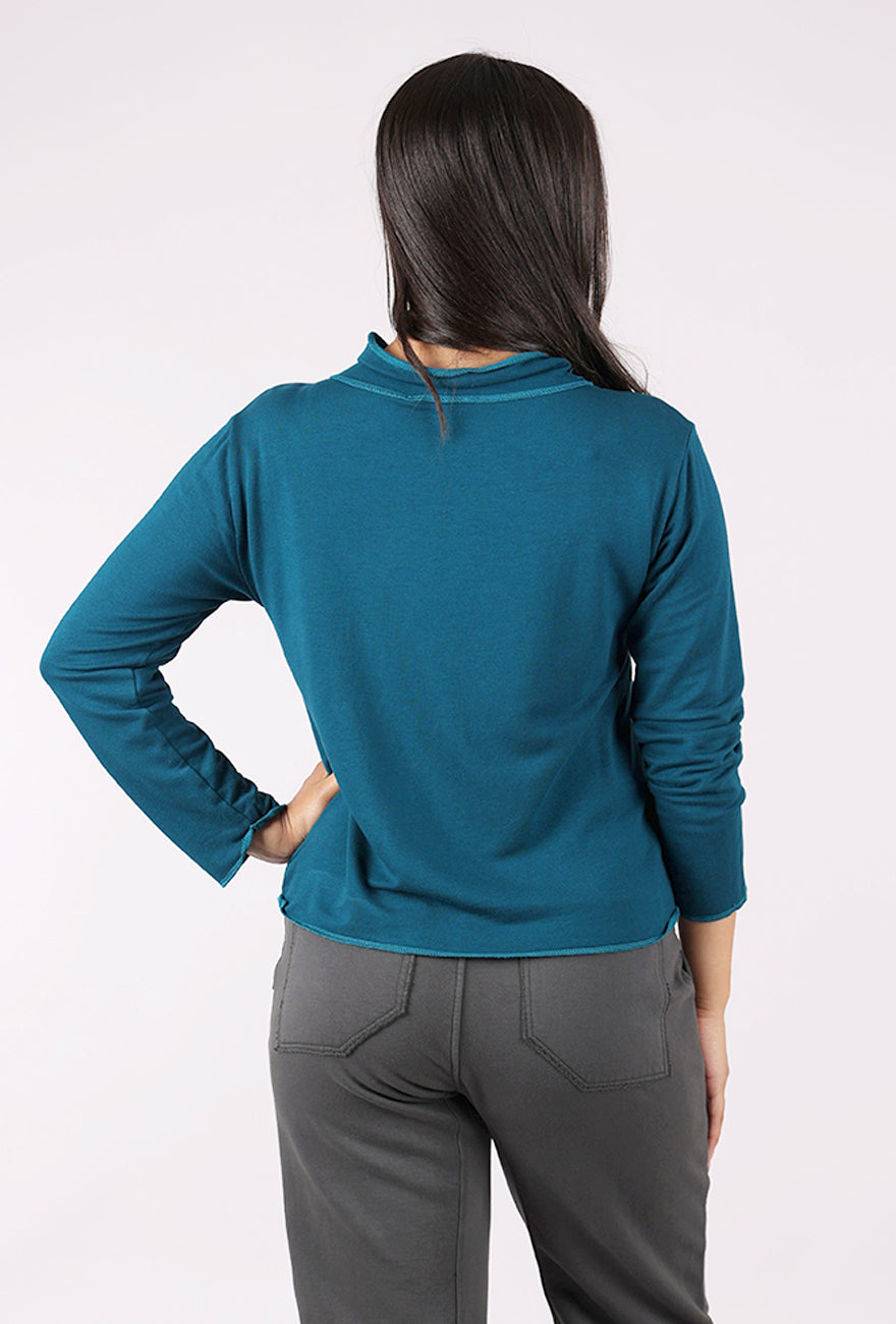 Prairie Cotton Drape Knit Yoga Top, Caribbean 