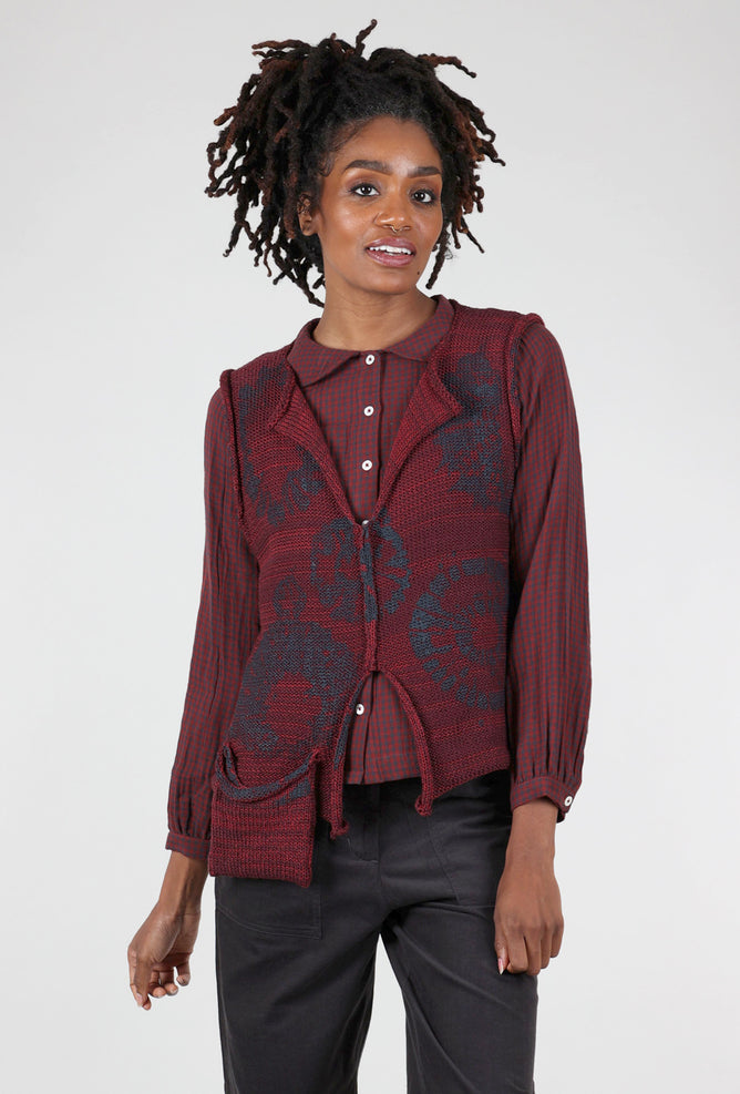 Paper Temples Zelda Low Pocket Shibori Vest, Ruby 