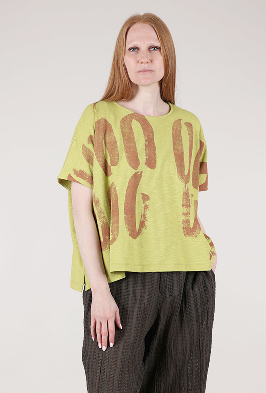 Moyuru Abstract Print Tee, Kiwi/Rust 