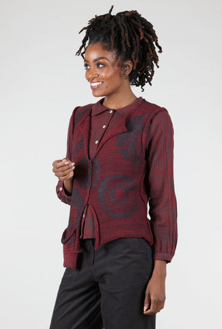 Paper Temples Zelda Low Pocket Shibori Vest, Ruby 