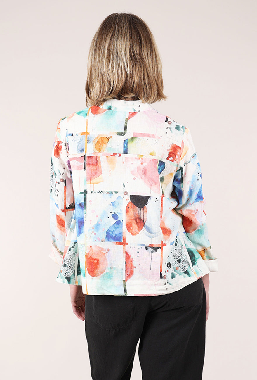 Luukaa Abstract Print Linen Blouse, Pink Multi 