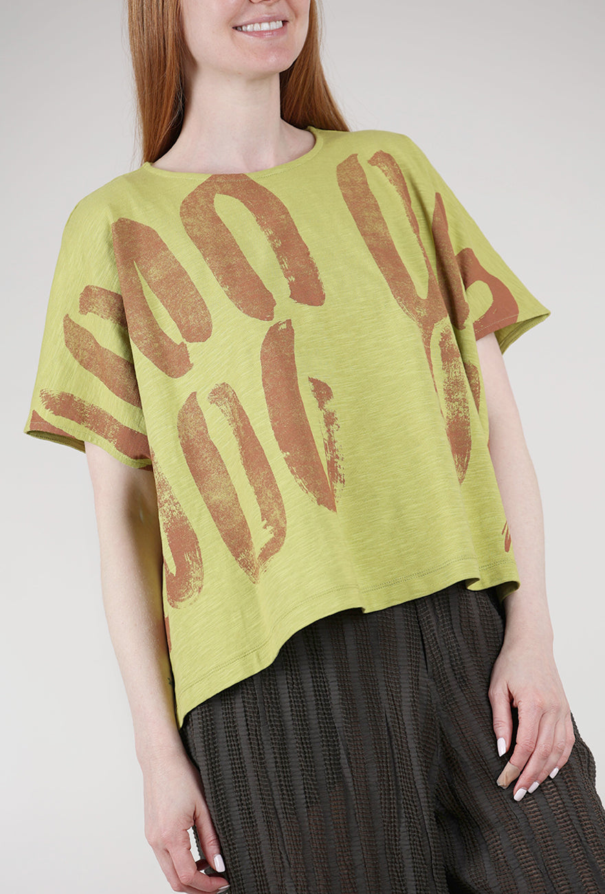 Moyuru Abstract Print Tee, Kiwi/Rust 