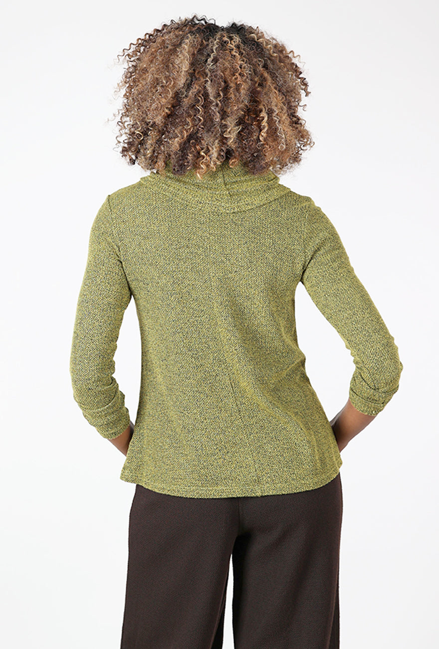 Marled Knit Cowl Pullover, Pea