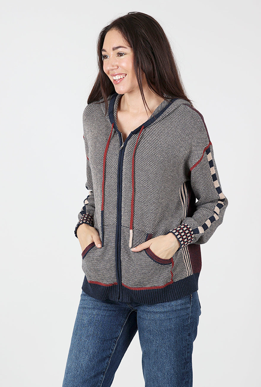 Birdseye Hoodie, Dark Denim Angle 3