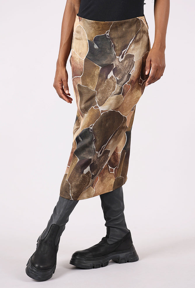 Cossac Sateen Print Skirt, Sage Mix 