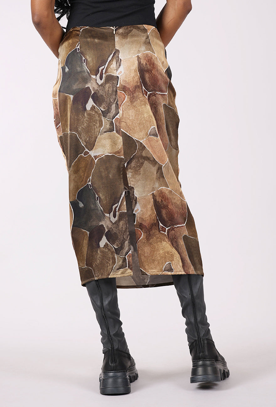 Cossac Sateen Print Skirt, Sage Mix 