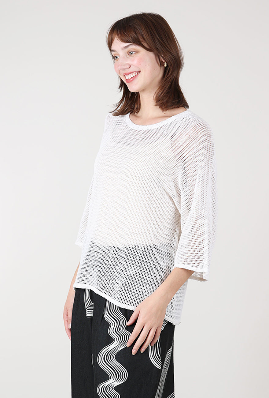 Reid Net Top, Parchment Angle 2