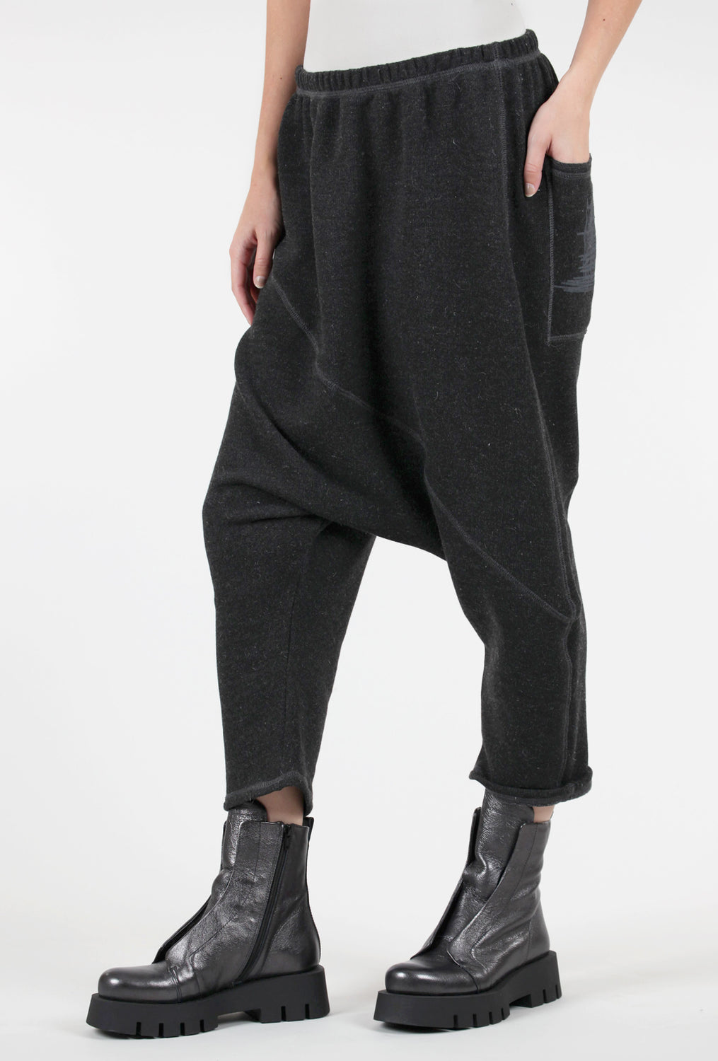 Luukaa Extended Rise French Terry Pant, Gray 