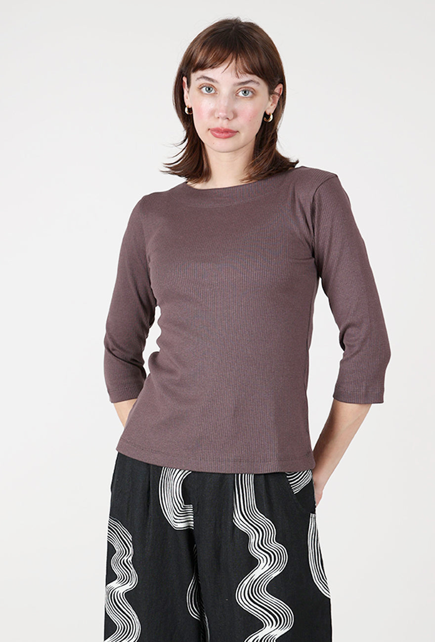 Bitte Kai Rand Boatneck Rib Top, Raisin 
