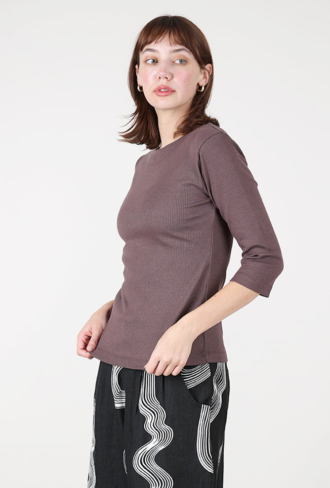 Bitte Kai Rand Boatneck Rib Top, Raisin 