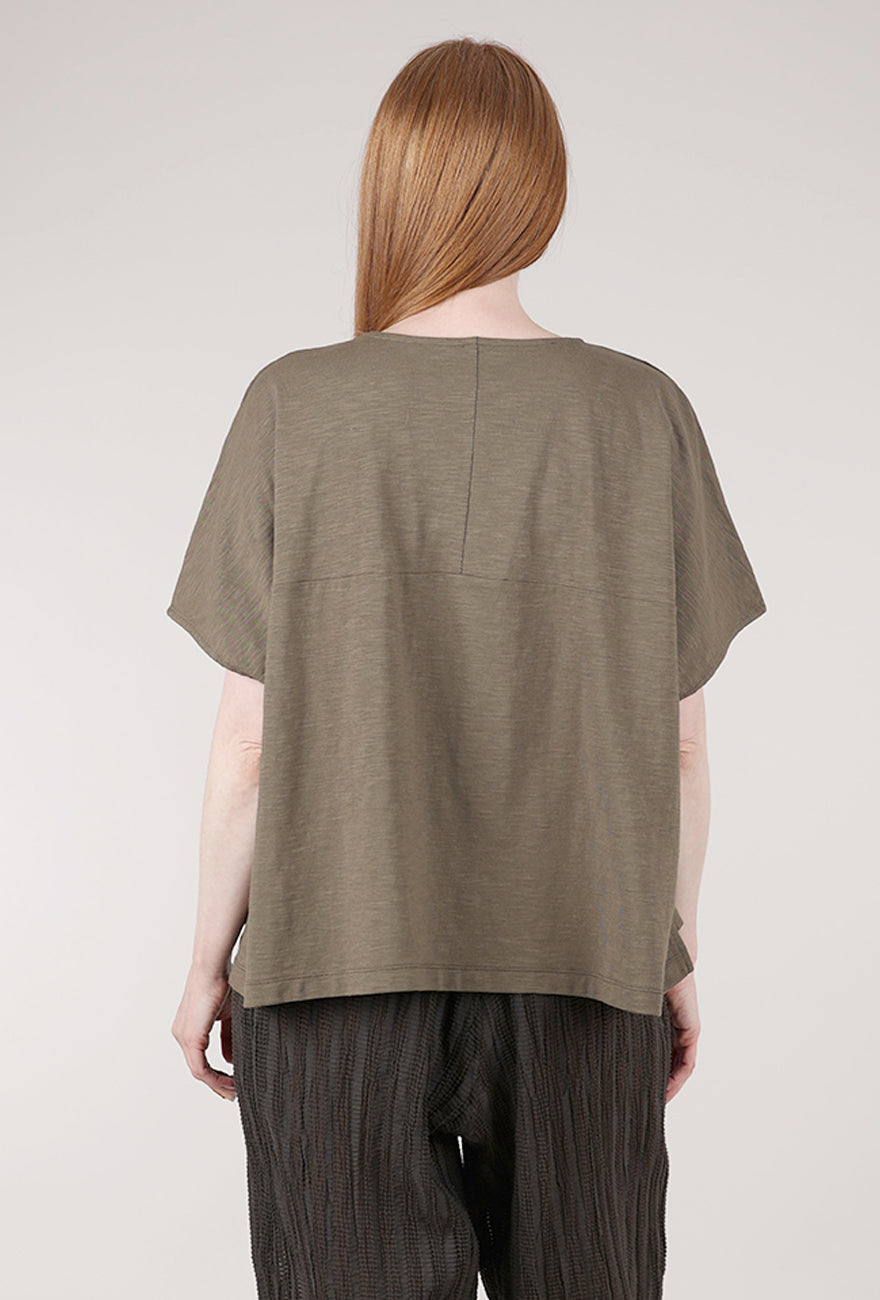 Moyuru Abstract Print Tee, Khaki/Rust 