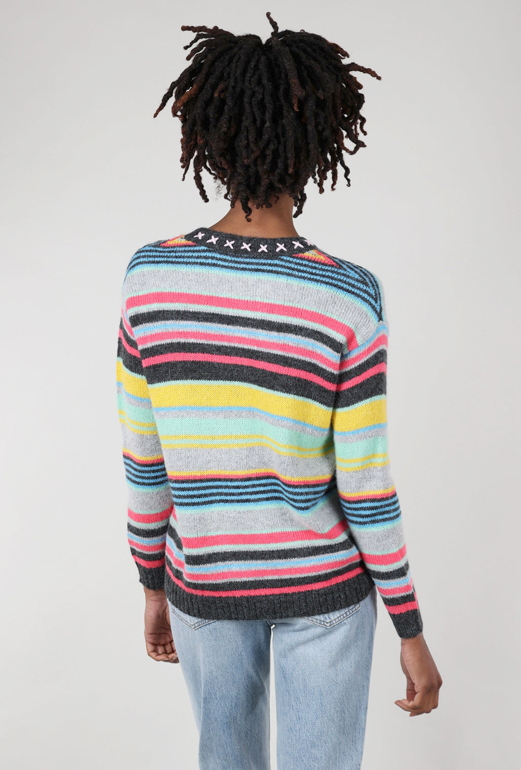 Zaket & Plover Cheerful Texture Stripes Crew Sweater, Black 