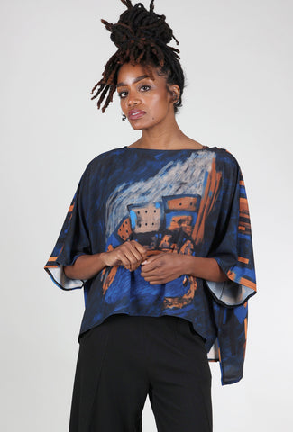 Kozan Alina Antoine Print Top, Cobalt 