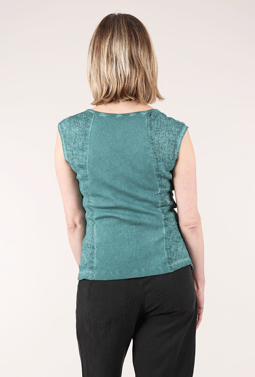 Ribbed Back Linen Top, Vogue Green
