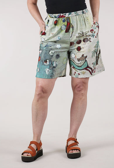 3 Potato Printed Shorts, Sage/Maroon 
