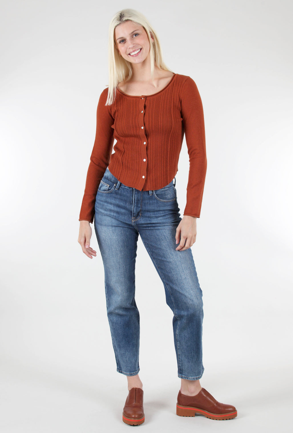 Kerisma Clara Button Sweater, Dark Rust 