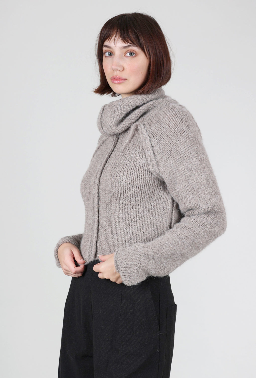 Studio B3 Samsa Chunky Crop Sweater, Faded Beige 