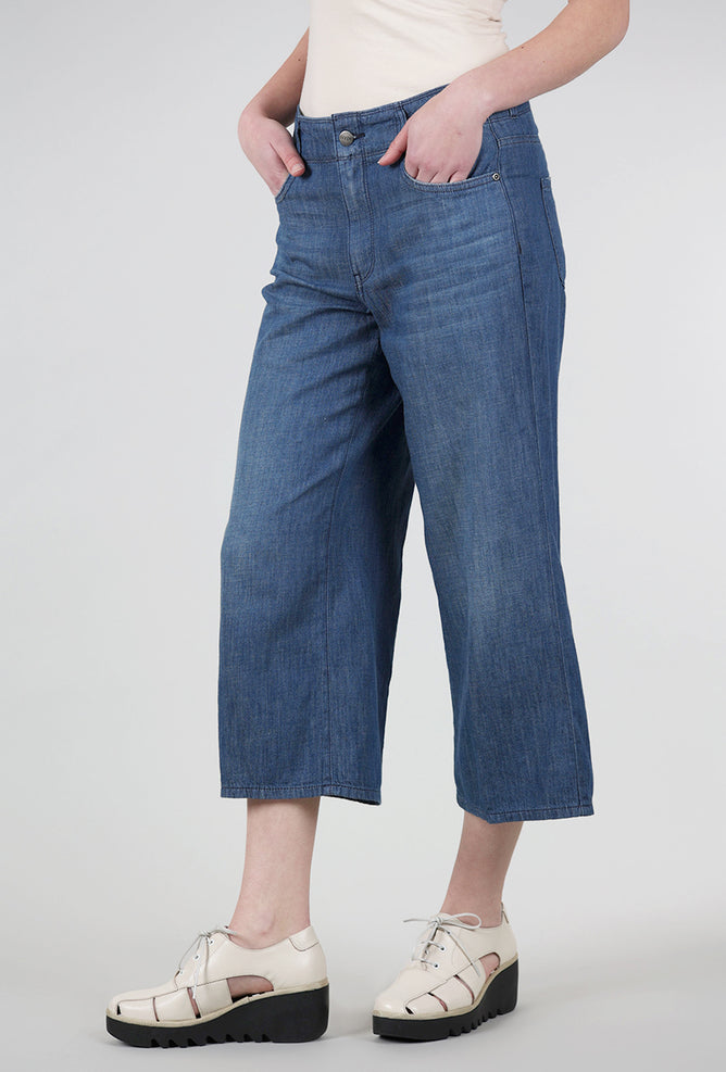 NYDJ Brigitte Wide-Leg Crop Jean, Mission Blue 