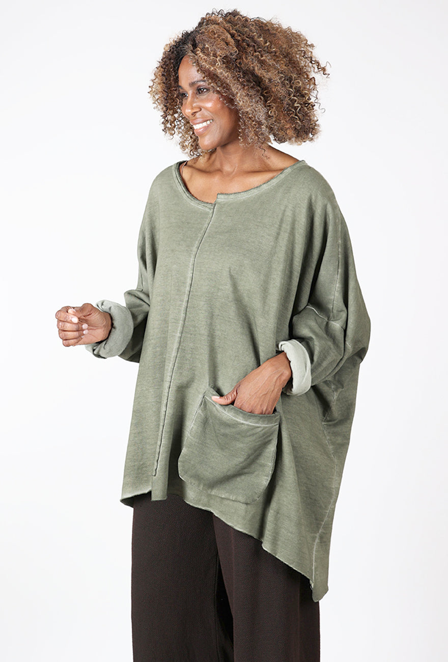 Graphic Back FT Top, Khaki Angle 3