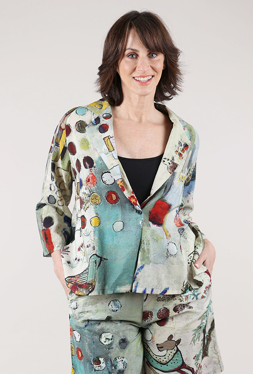 3 Potato Single Button Blazer, Sage/Maroon 