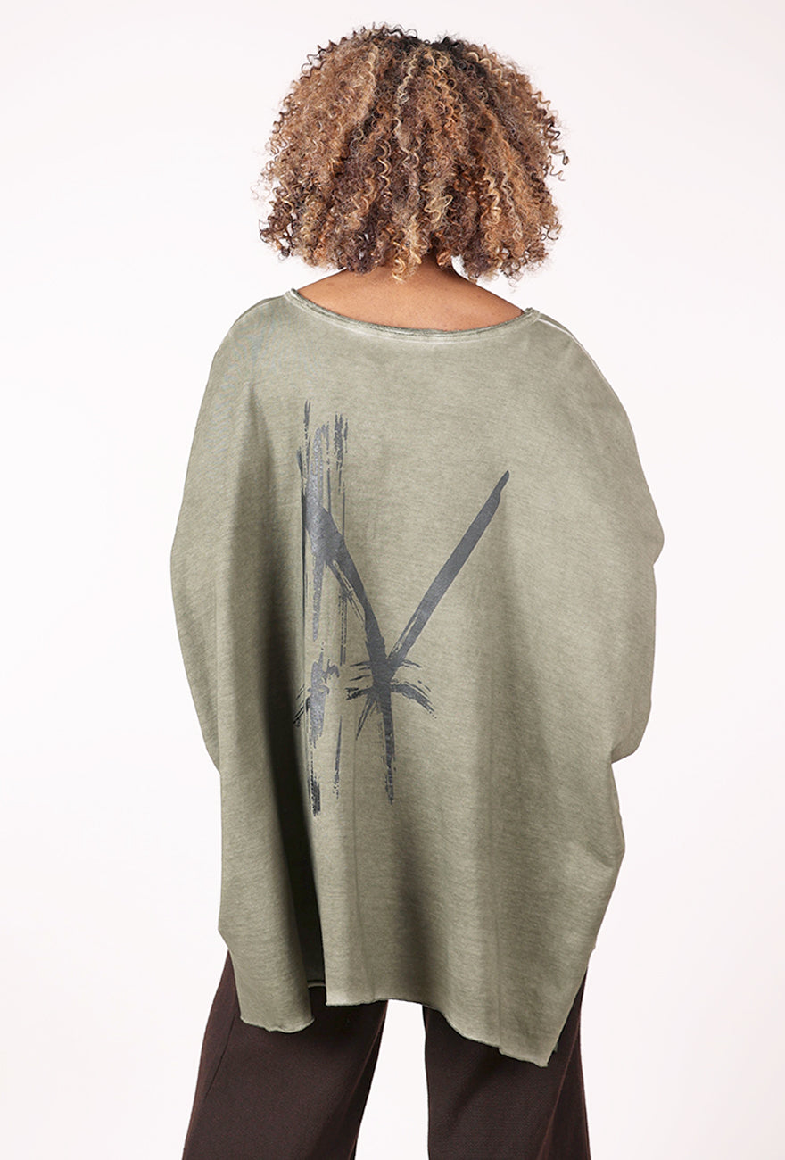 Graphic Back FT Top, Khaki Angle 2
