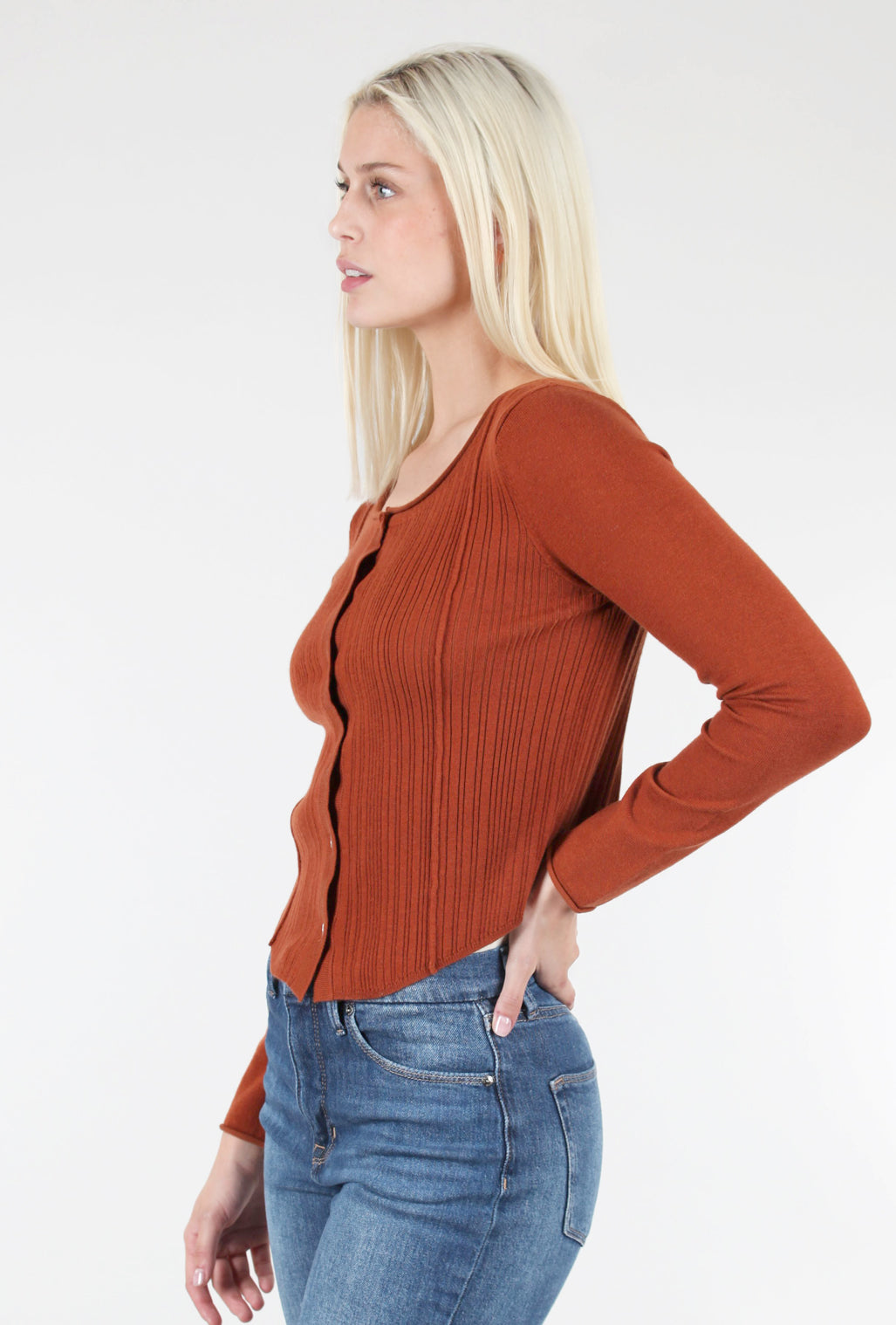 Kerisma Clara Button Sweater, Dark Rust 