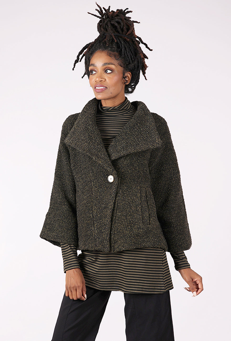 Alembika Tweedy Swing Jacket, Khaki/Black 