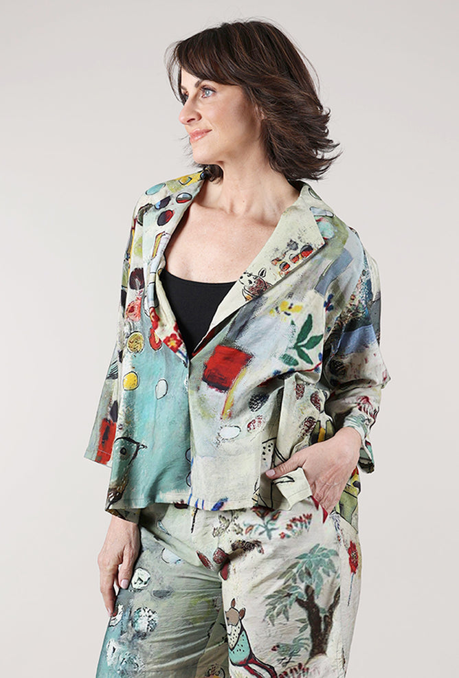 3 Potato Single Button Blazer, Sage/Maroon 