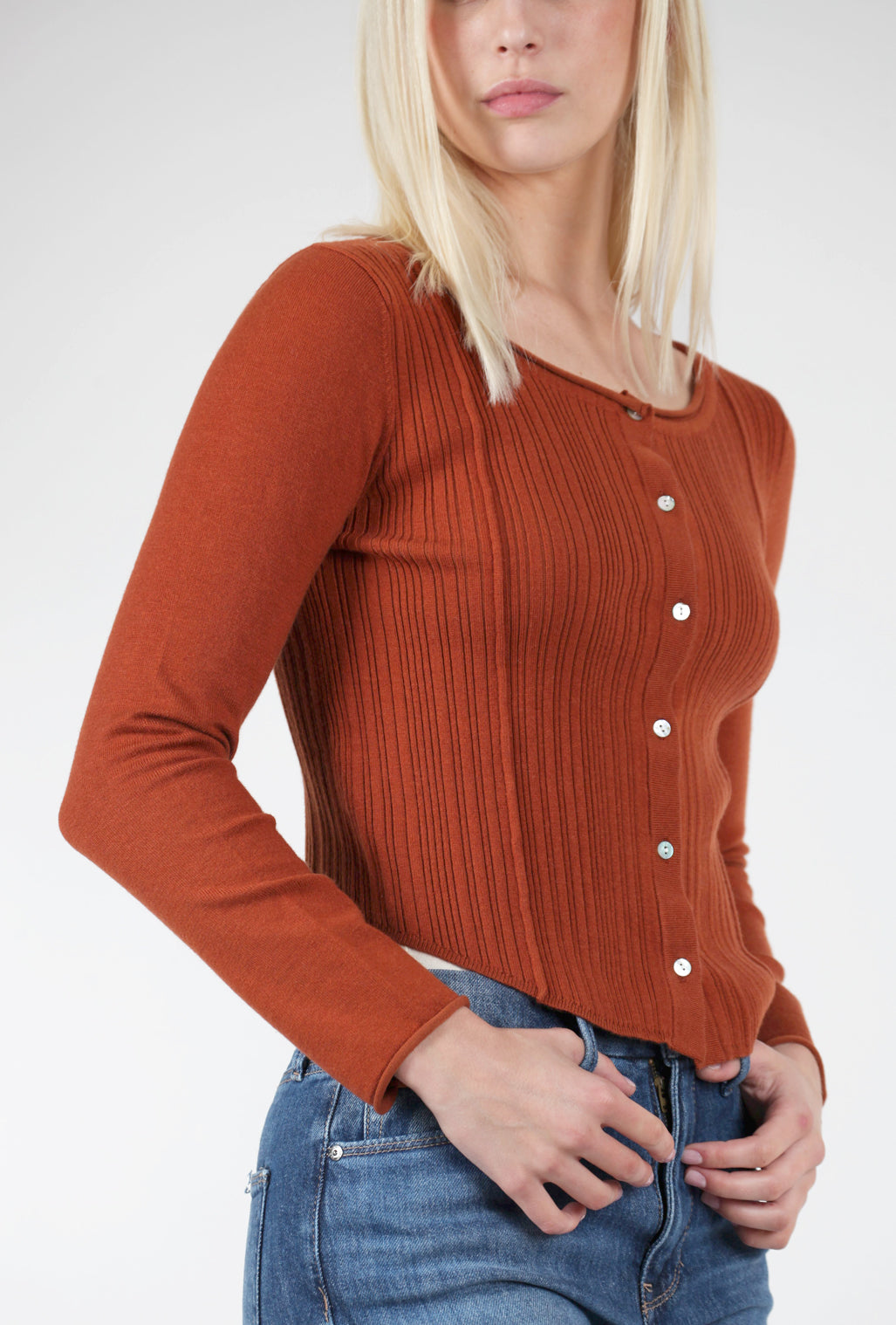 Kerisma Clara Button Sweater, Dark Rust 