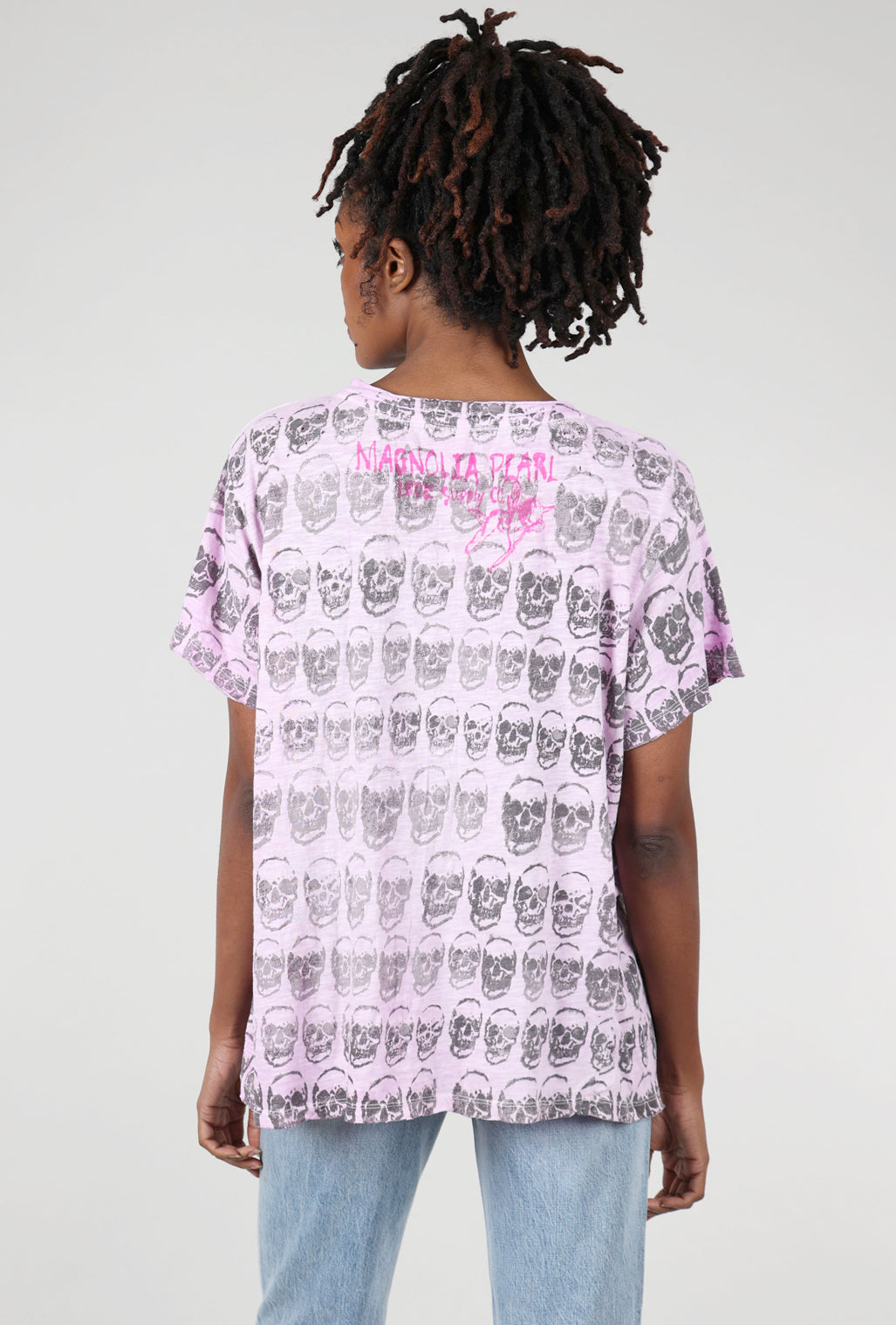 Magnolia Pearl Boyfriend Tee, Skulls/Legend Pink One Size Pink