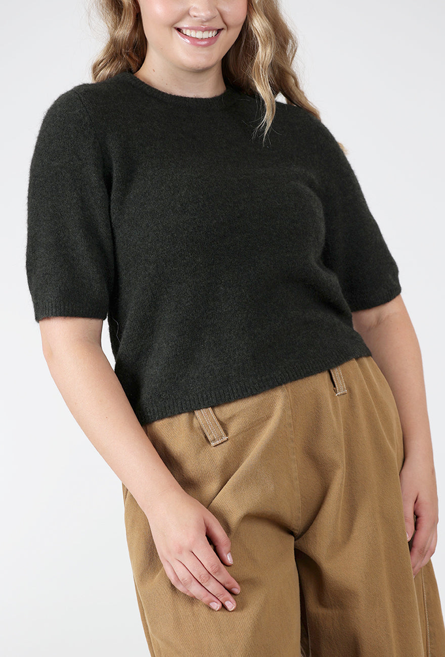 Alpha Half Sleeve Sweater, Rosin Melange Angle 4
