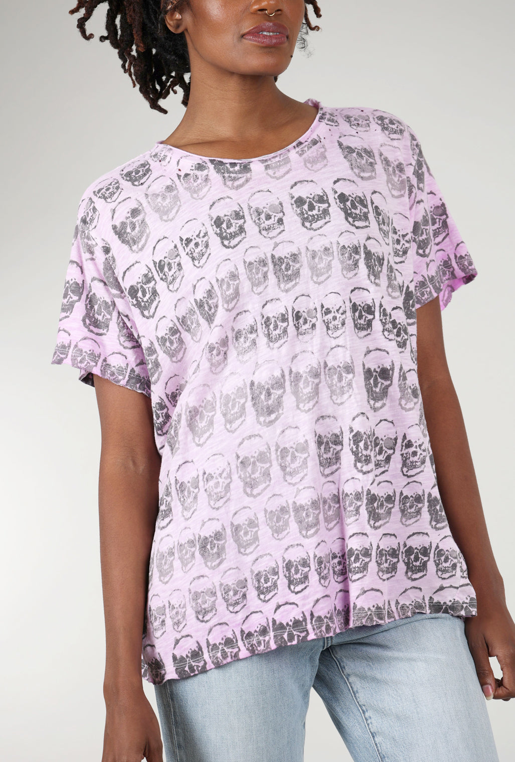 Magnolia Pearl Boyfriend Tee, Skulls/Legend Pink One Size Pink