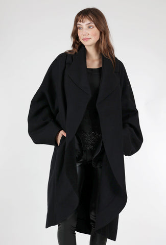 Sculptural Wool Coat, Black