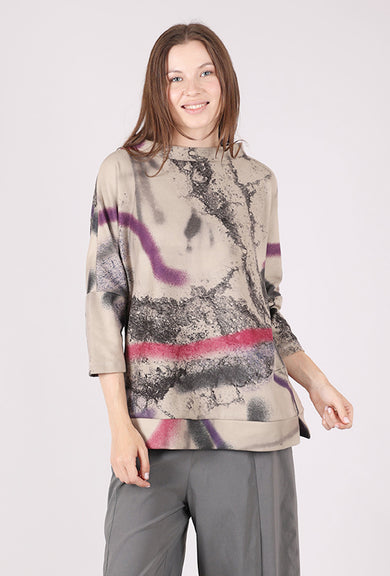 Ozai Plush Graphic Tunic, Asphalt 