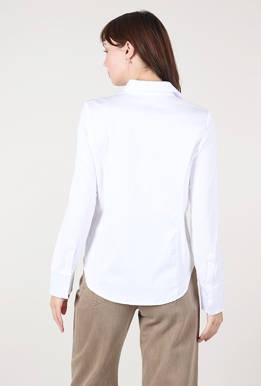 Habitat Knit Mix Hidden Placket Shirt, Whtie 