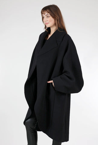 Rundholz Sculptural Wool Coat, Black 