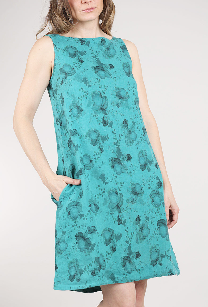 Cut Loose Linen Floral Modern Shift, Riviera 