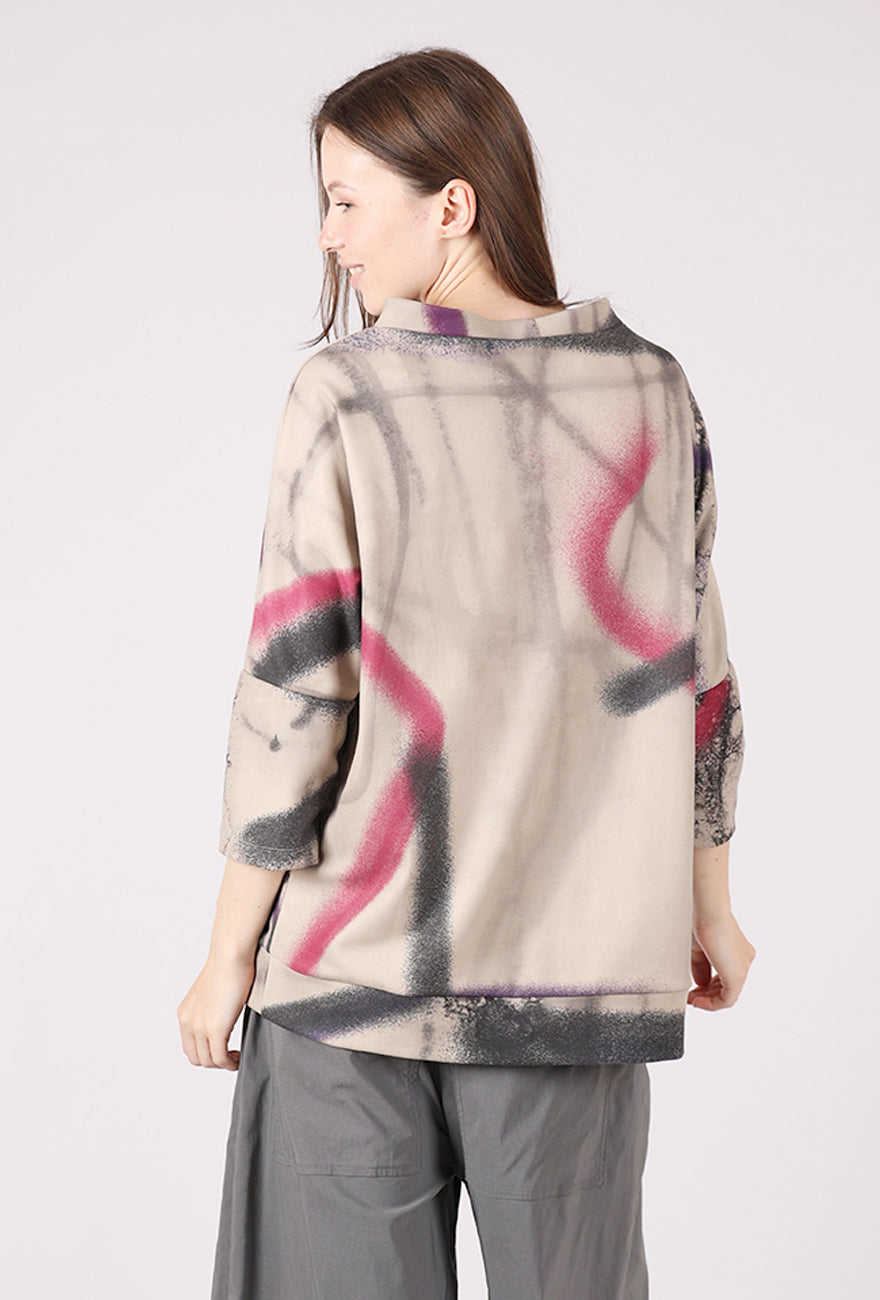 Ozai Plush Graphic Tunic, Asphalt 