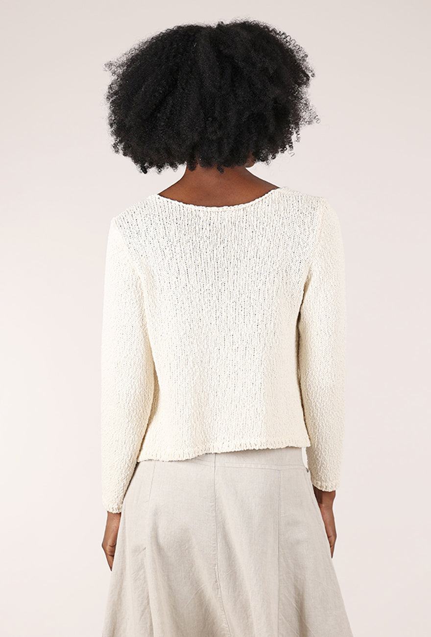 Nubbly Asym Button Cardie, Bone