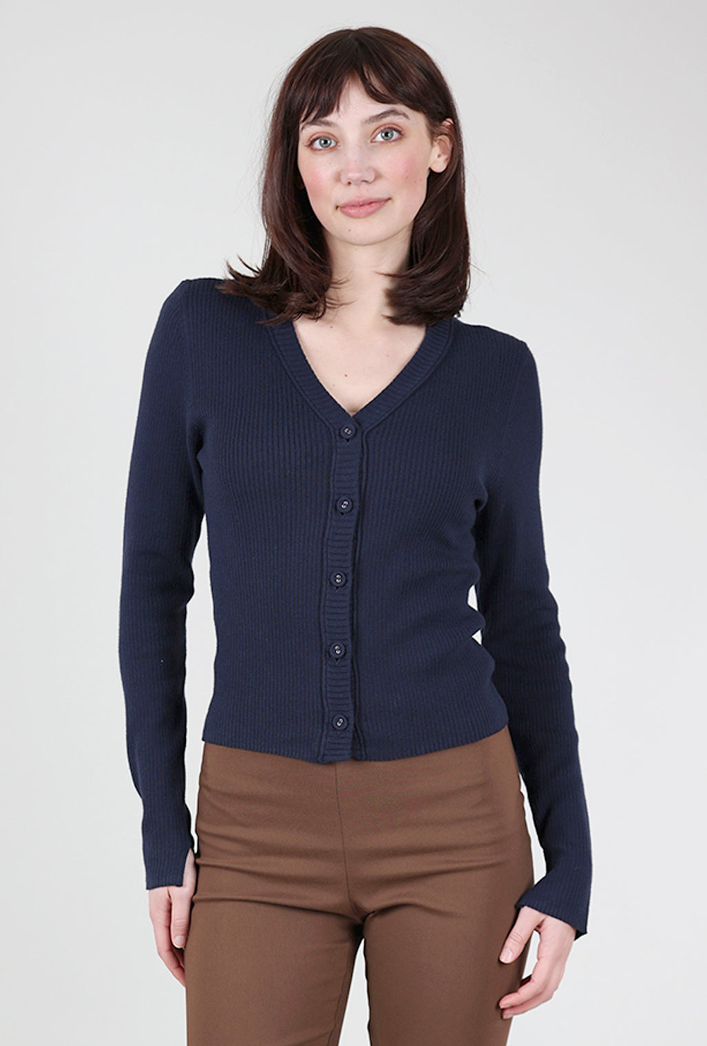 Margaret O'Leary Anya Ribbed Cardie, Navy 